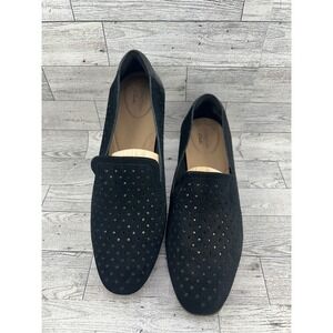 Clarks Pure Tone Black Suede Perforated‎ Loafers Womens 9.5 Wide 261579245070